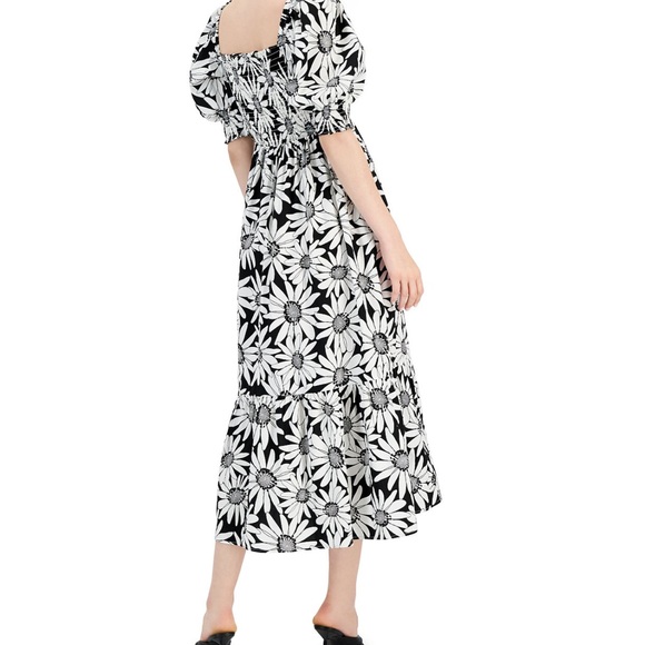 INC International Concepts Women’s Black & White Sunflower Midi Dress XS - Picture 3 of 6